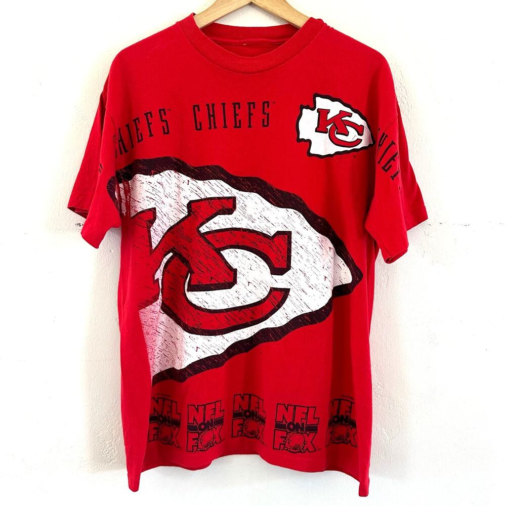 VTG Kansas City Chef’s NFL On Fox Short Sleeve Shirt 1990s Single Stitch Red Tee